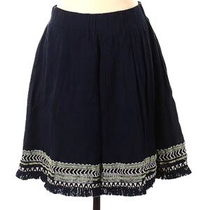 LOFT Embroidered Trim Navy Skirt
